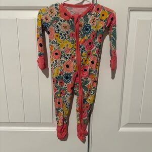 Little Sleepies Pink and Yellow Floral Footies Pajamas